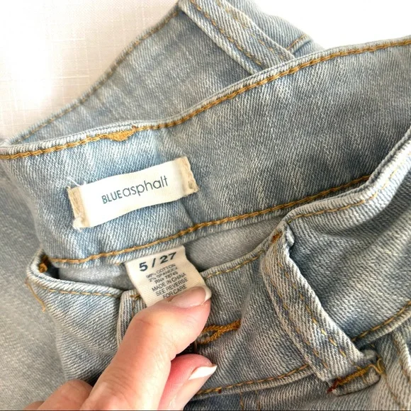 BLUE ASPHALT jeans lightly distressed denim 5/27 light wash denim blue jeans 5 - Picture 3 of 10